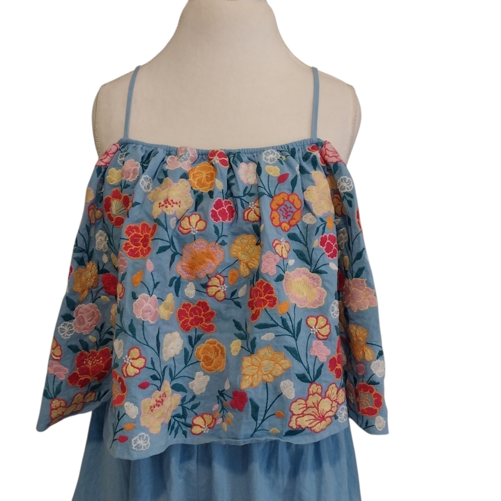 NWT Savanna Jane Blue Floral Embroidered Shorts Romper Womens Size 2X Boho - Picture 5 of 9